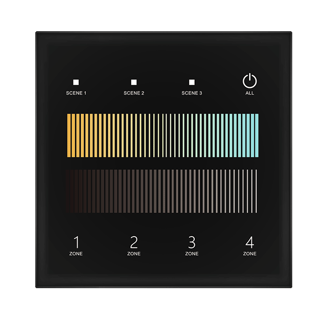 Led Controller 24V 4 Zone DALI Master Controller Support DT6 DT8 Dimming Wall Mounted Glass Touch Panel